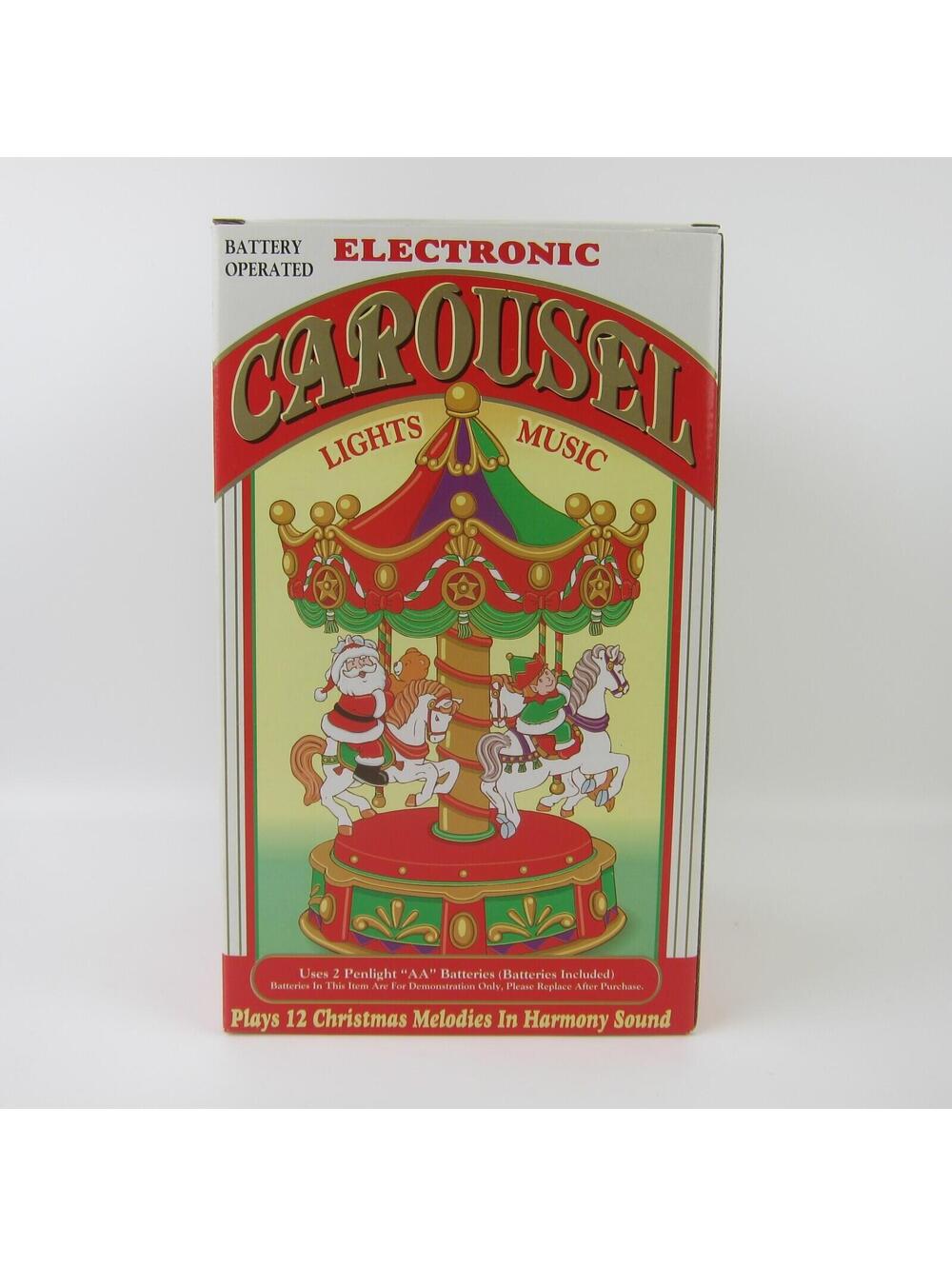 Vintage Christmas Electronic Carousel Horses Move & Plays 12 Melodies With Box - Picture 13 of 16